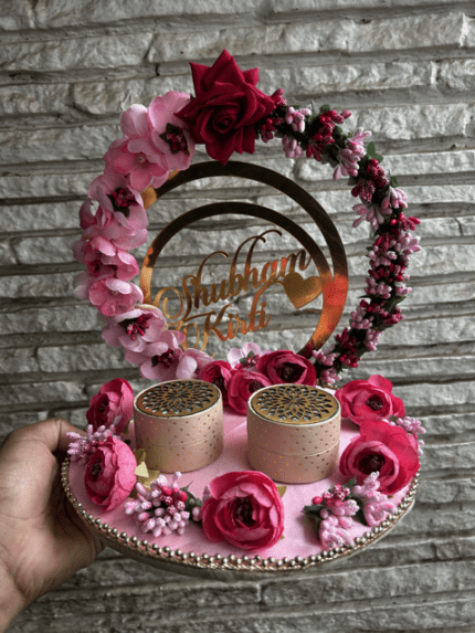 Ring Platter - Light and Dark Pink Flowers