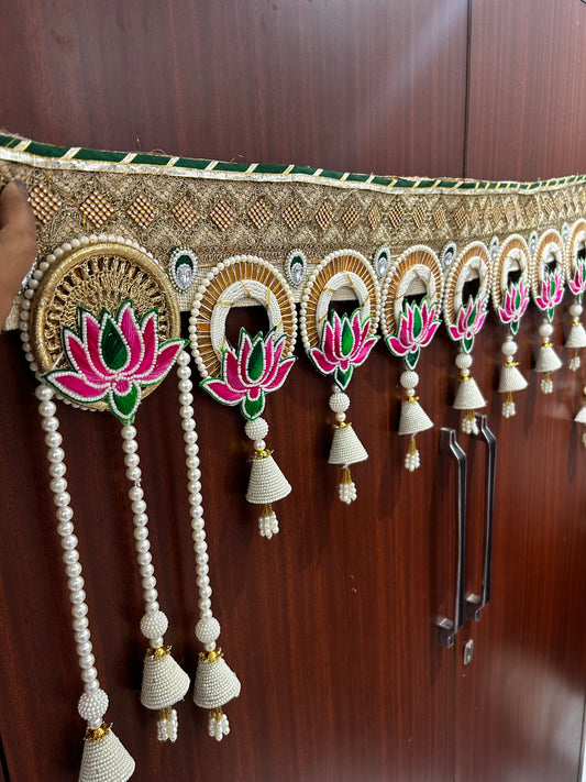 Lotus Design Bandhanwar for Door | Handmade Toran for Festive Decor (40” W Approx)