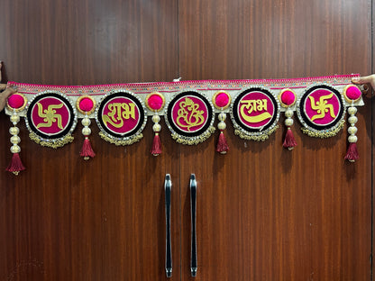 Pink Shubh Labh Bandhanwar for Main Door (40 Inch Approx)