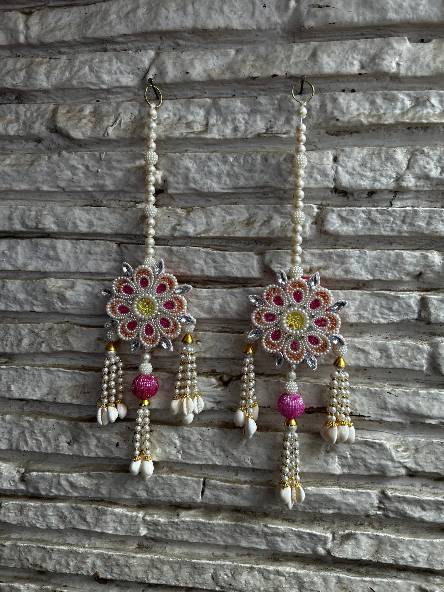 Decoration Door Side Hangings Pink and White (12” H Approx)