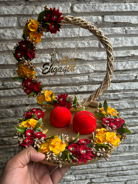 Ring Platter - Vibrant Red and Yellow Flowers