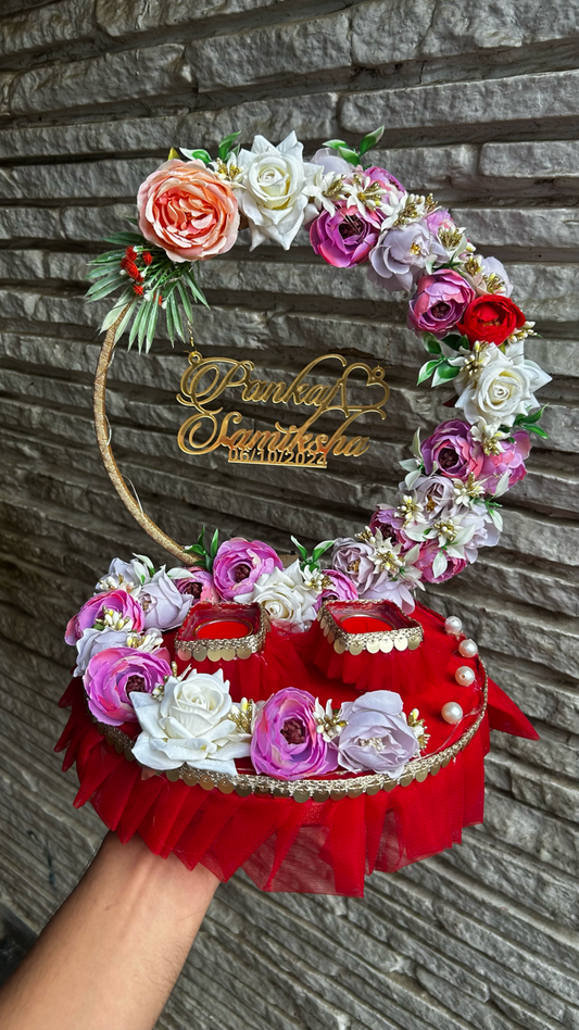 Ring Platter - Pink White & Red multicolour flowers