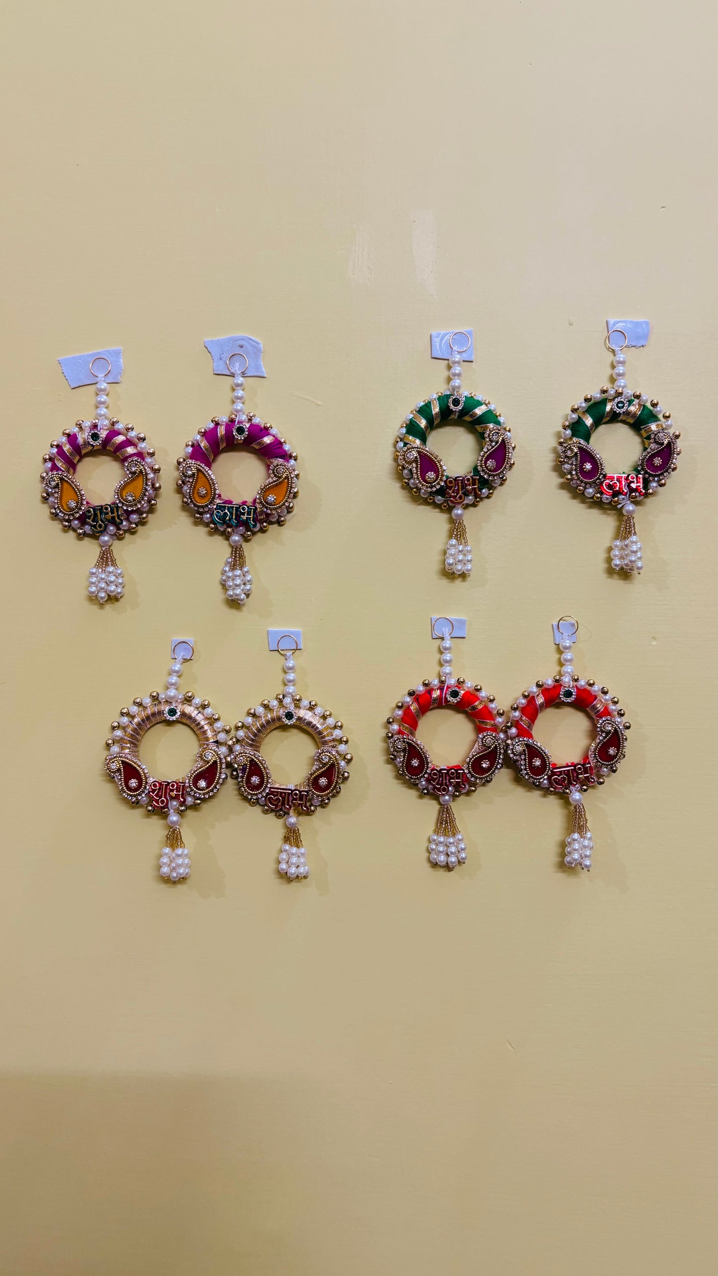 Multicolour Shubh Labh Hanging (3” H Approx) 1 Pair Only