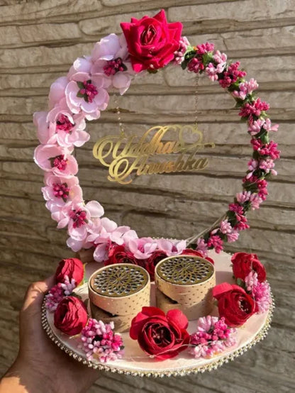 Ring Platter - Light and Dark Pink Flowers
