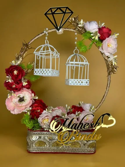 Ring Platter - Red Flower with Cage