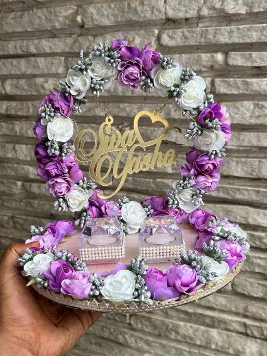 Ring Platter with Lavender and White Flowers