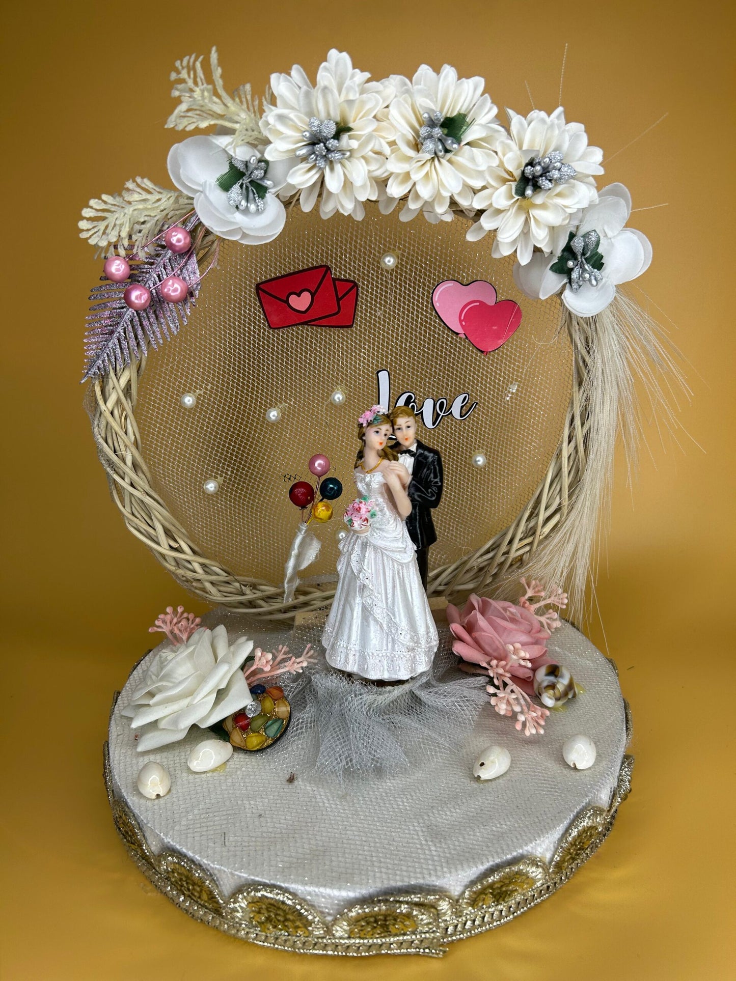Ring Platter with White with touch of Pink