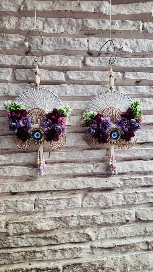 Evil Eye and Mushroom Leave Side Hanging (12” H Approx)
