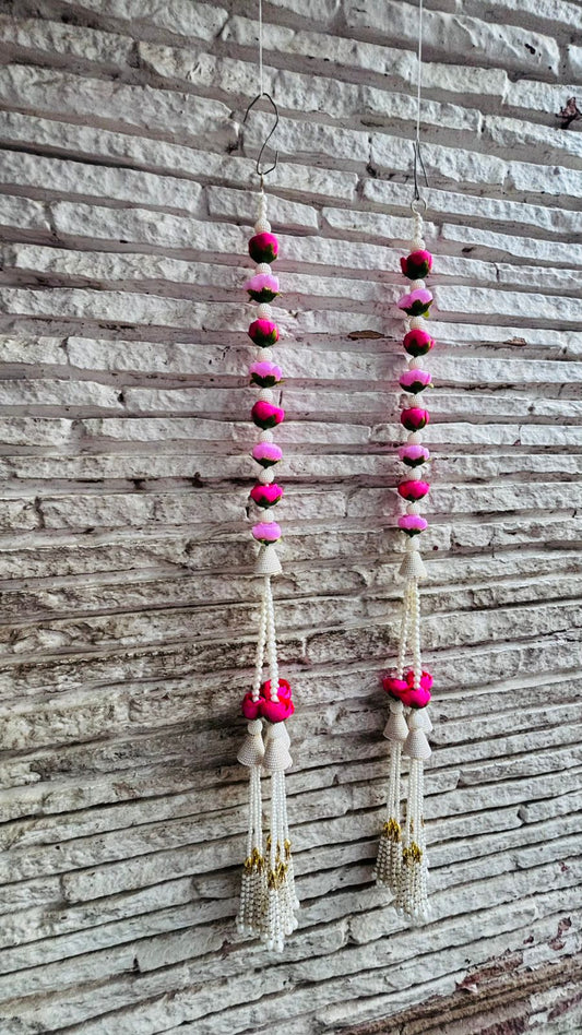 Light and Dark Pink flowers Side Hanging (26” H Approx)