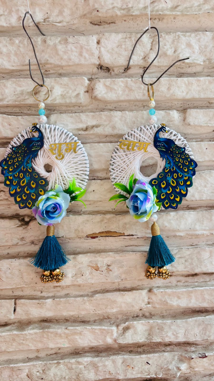 Peacock Theme Shubh Labh Hanging (6” H Approx)