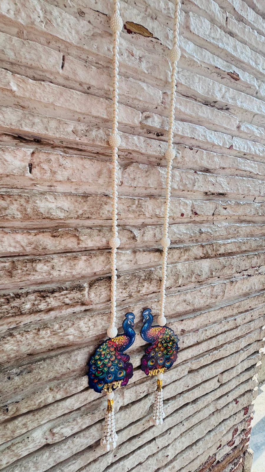 Red and Yellow Zardosi Work Lotus theme Shubh Labh Hanging (36” H Approx)