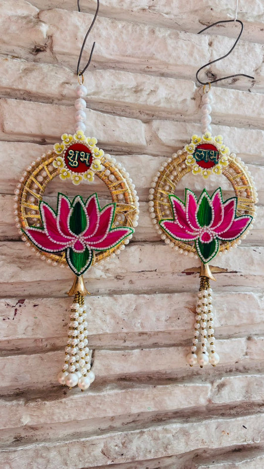 Lotus theme Shubh Labh Hanging (5” H Approx)