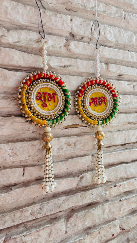 Multicolour Chudi theme Shubh Labh Hanging (5” H Approx)