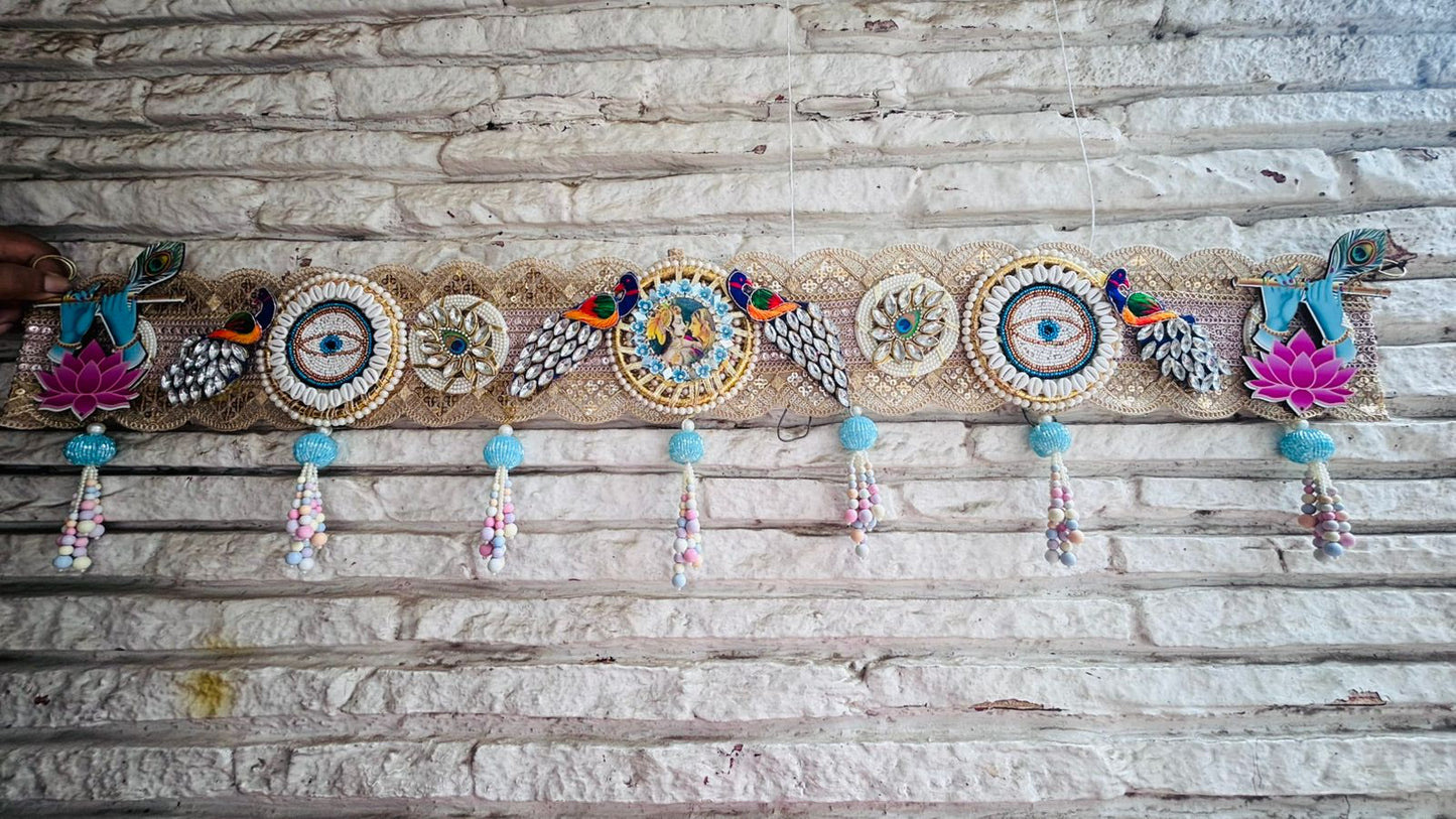 Radha Krishna and Peacock theme Toran | Bandhanwar (40” W Approx)