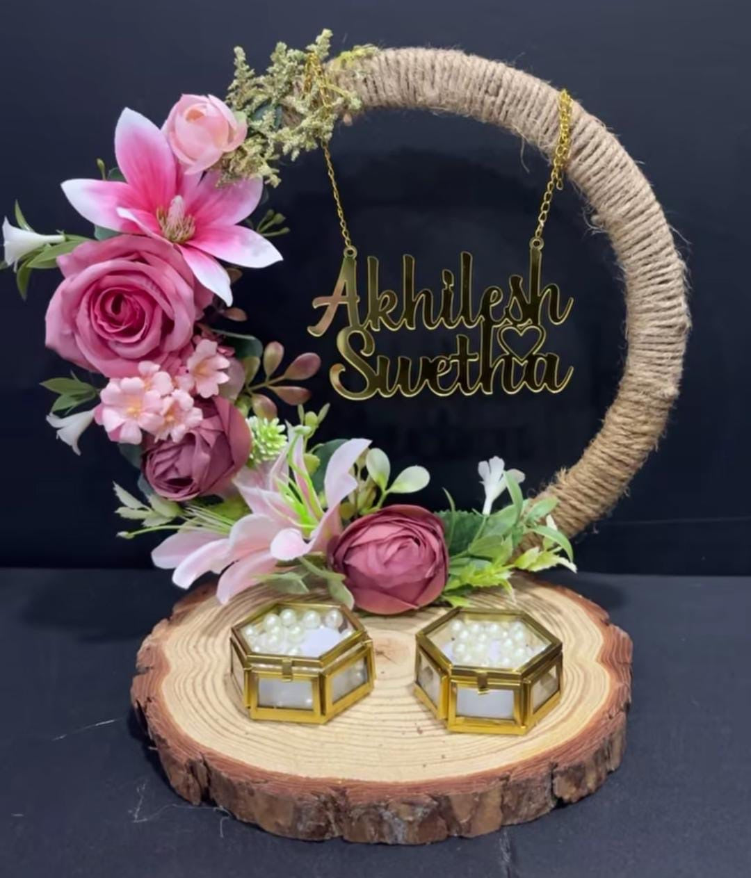 New Pinewood Ring Platter with metal ring box