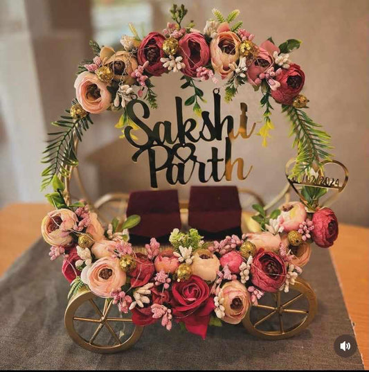 Metal Ring Platter - With multicoloured Flowers