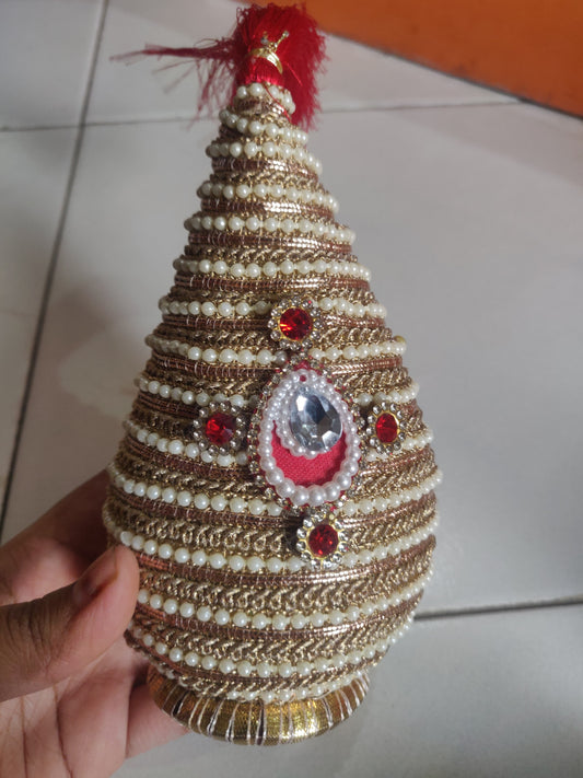 Traditional Designer Decorated Nariyal for Wedding & Puja (Kalash Coconut)