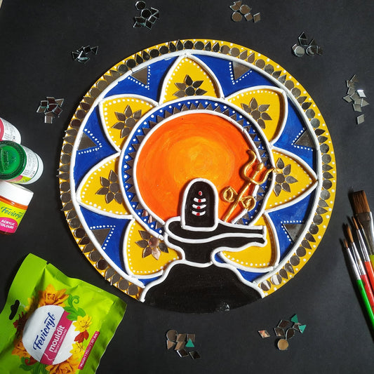 Mahadev Shivling Lippan Art Wall Hanging