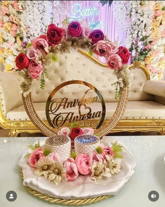 Pink and Baby Pink Colors Flower Ring Platter