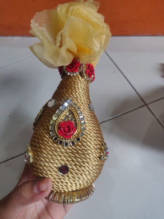 Premium Floral Decorated Nariyal for Wedding & Puja (Designer Kalash Coconut)