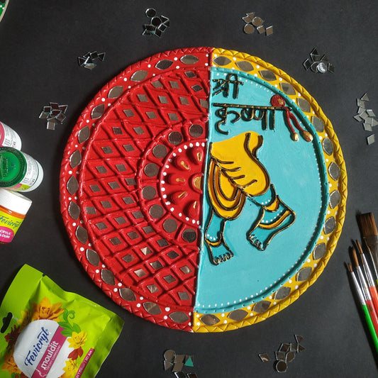Shree Krishna Lippan Art Wall Hanging