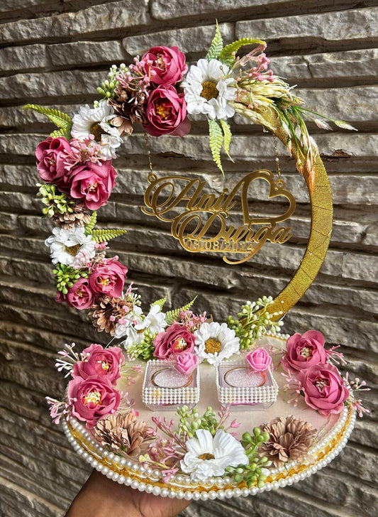 Ring Platter with Pink and White Flower