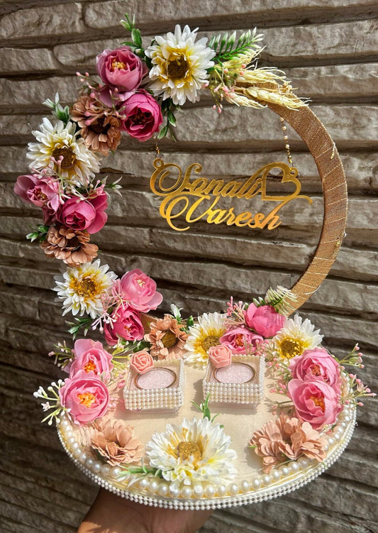 Ring Platter with Pink and White Flower