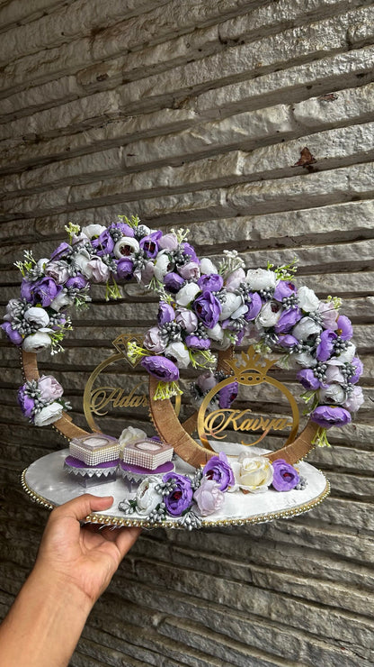 Ring Platter - lavender and white Flowers