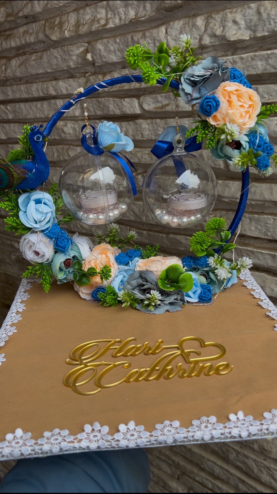 Ring Platter - With Light & Dark Blue and Peacock