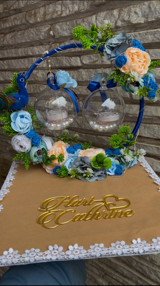 Ring Platter - With Light & Dark Blue and Peacock