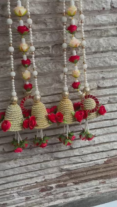 Decoration Door Side Hangings Red and Yellow Theme (30” H Approx)