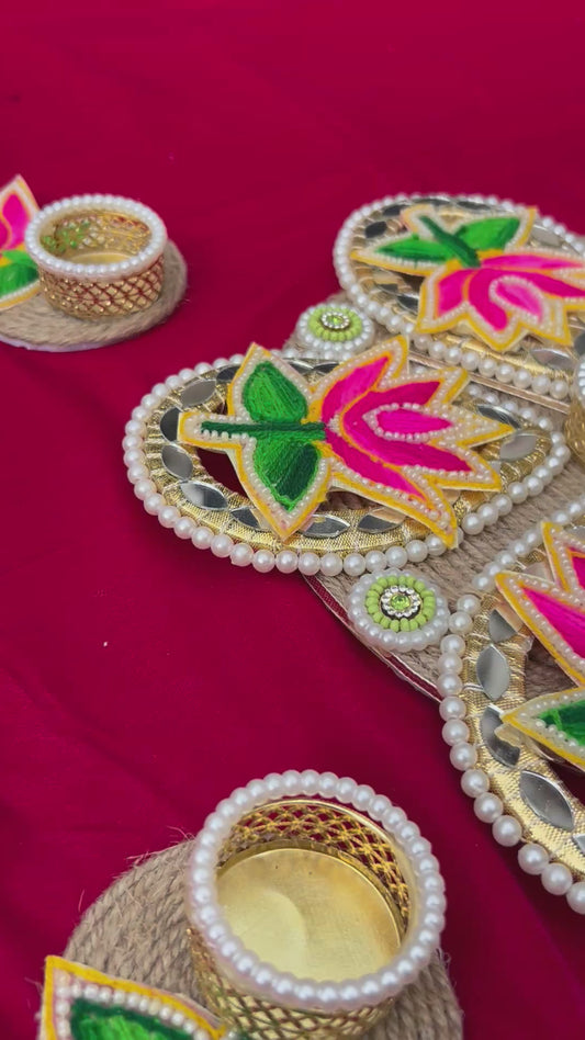 Readymade Rangoli with Pink Lotus