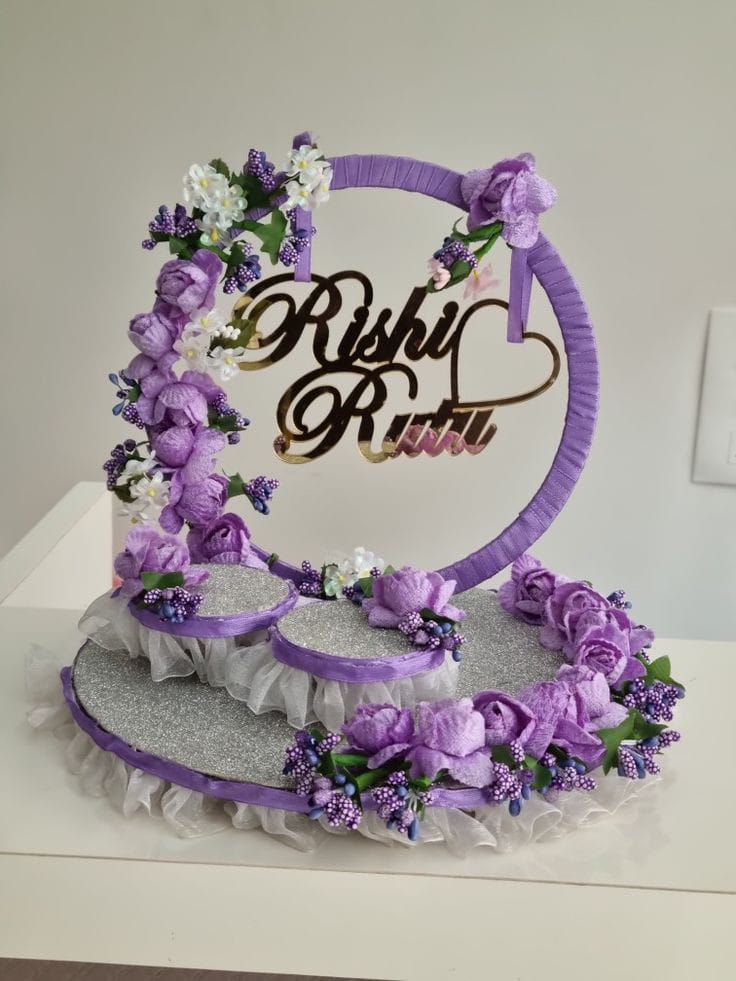 Lavender Theme Ring Platter For Engagement - Happy Giftings